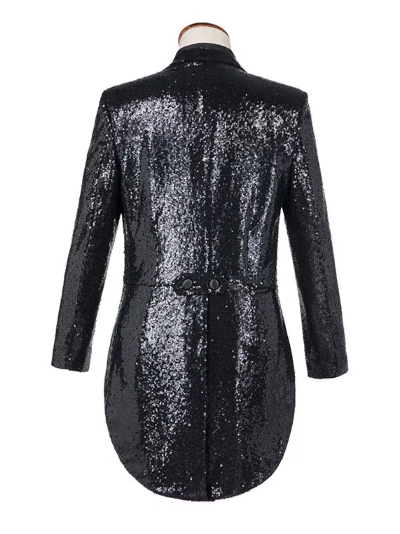 Men's Plus Size Sequin Button Up Long Sleeve Tailcoat Blazer