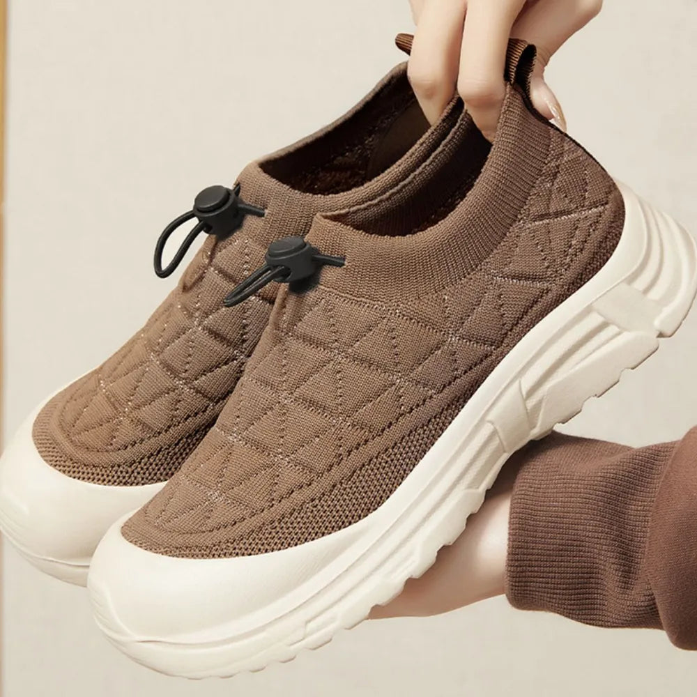 Drawstring Mesh Round Toe Sneakers