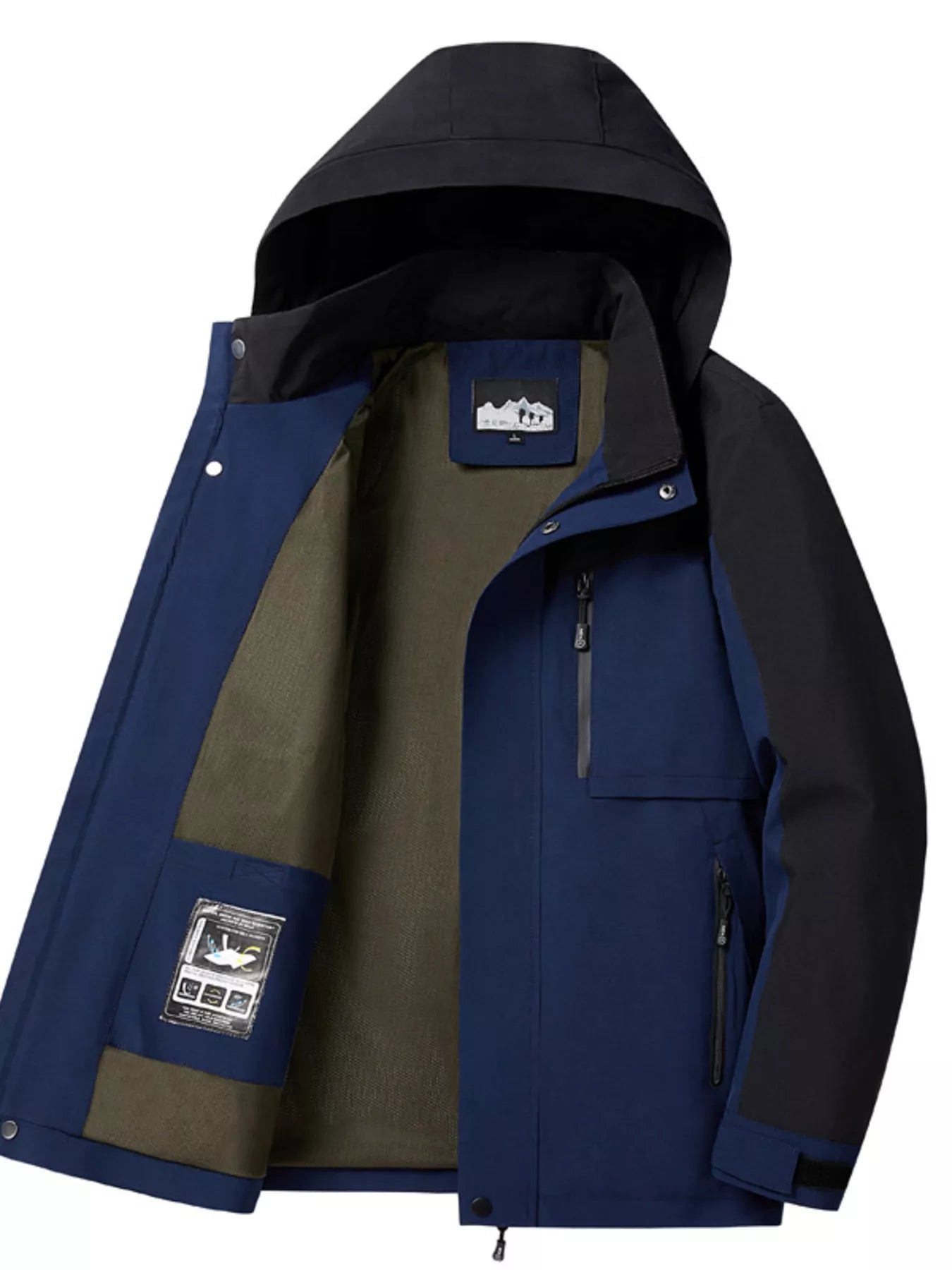 Men's Plus Size Two-Tone Hooded Outdoor Jacket