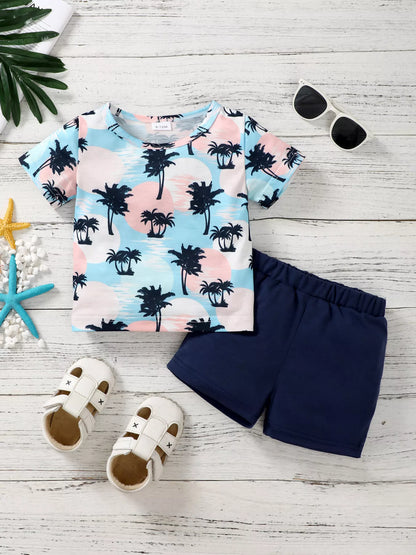 Children's Tropical Palm Tree Print Outfit Set