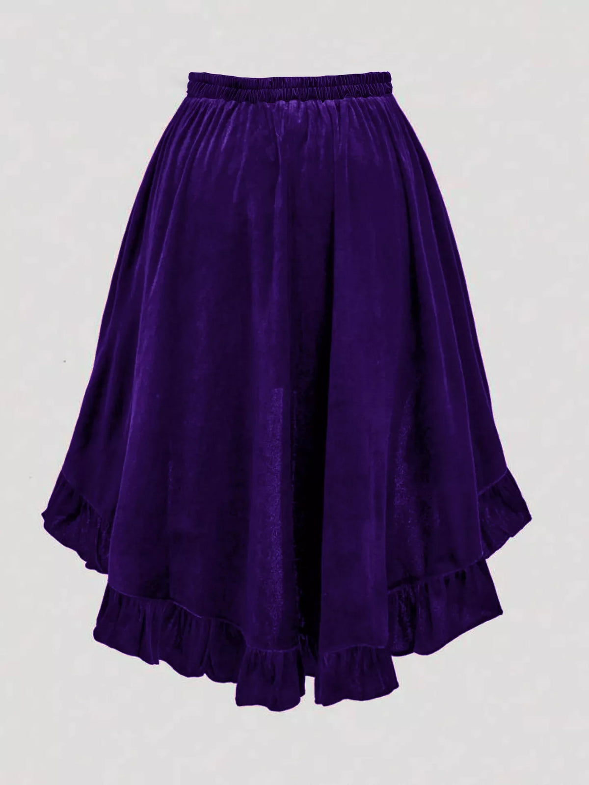 Plus Size Ruffled Velvet Elastic Waist Skirt