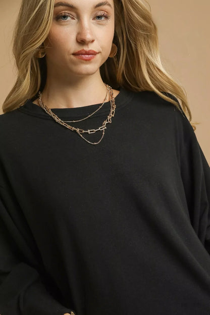 Umgee Brushed Fleeve Crewneck Top