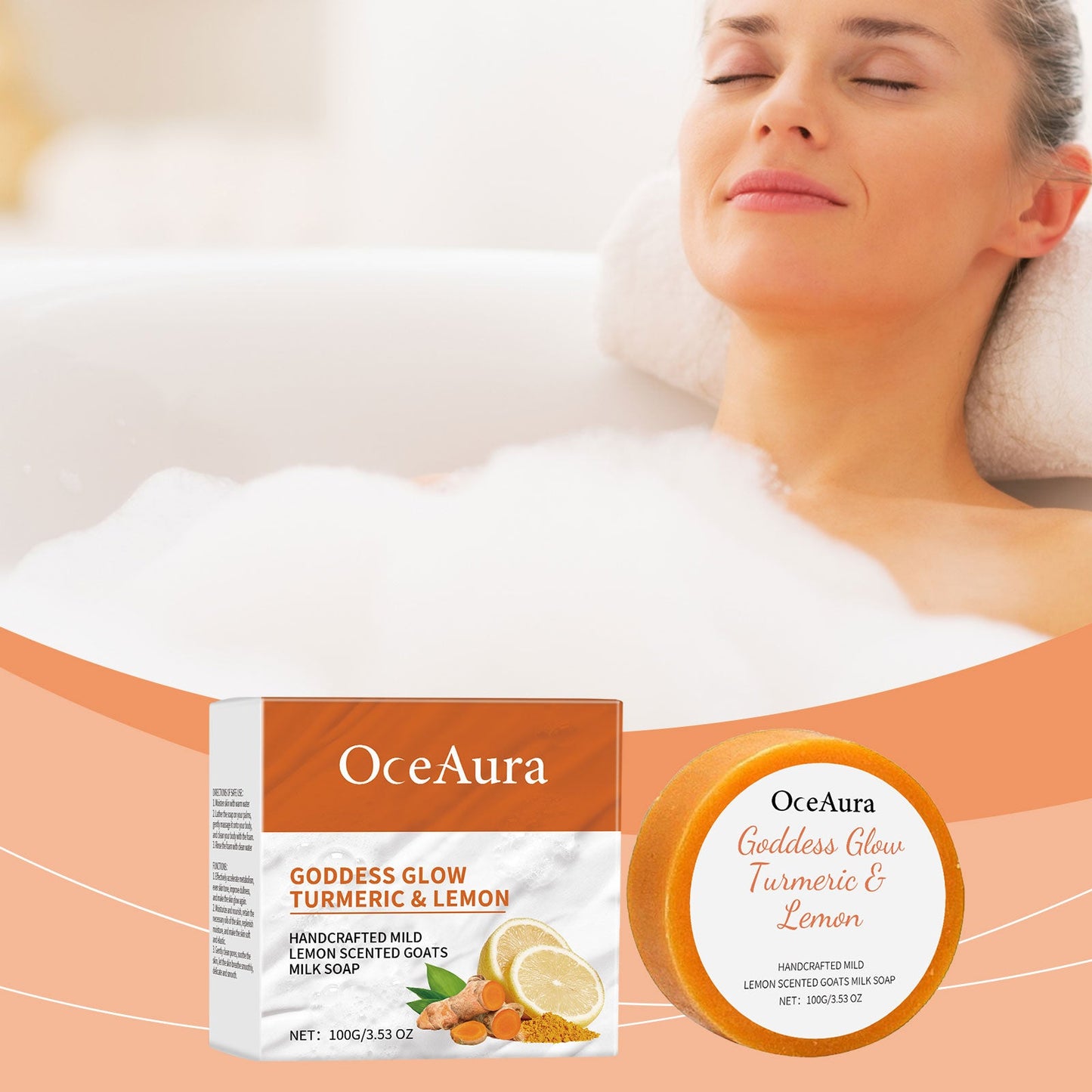 OceAura Turmeric Lemon Bath Soap Gently Cleans And Moisturizes Skin And Brightening Body Bath Soap