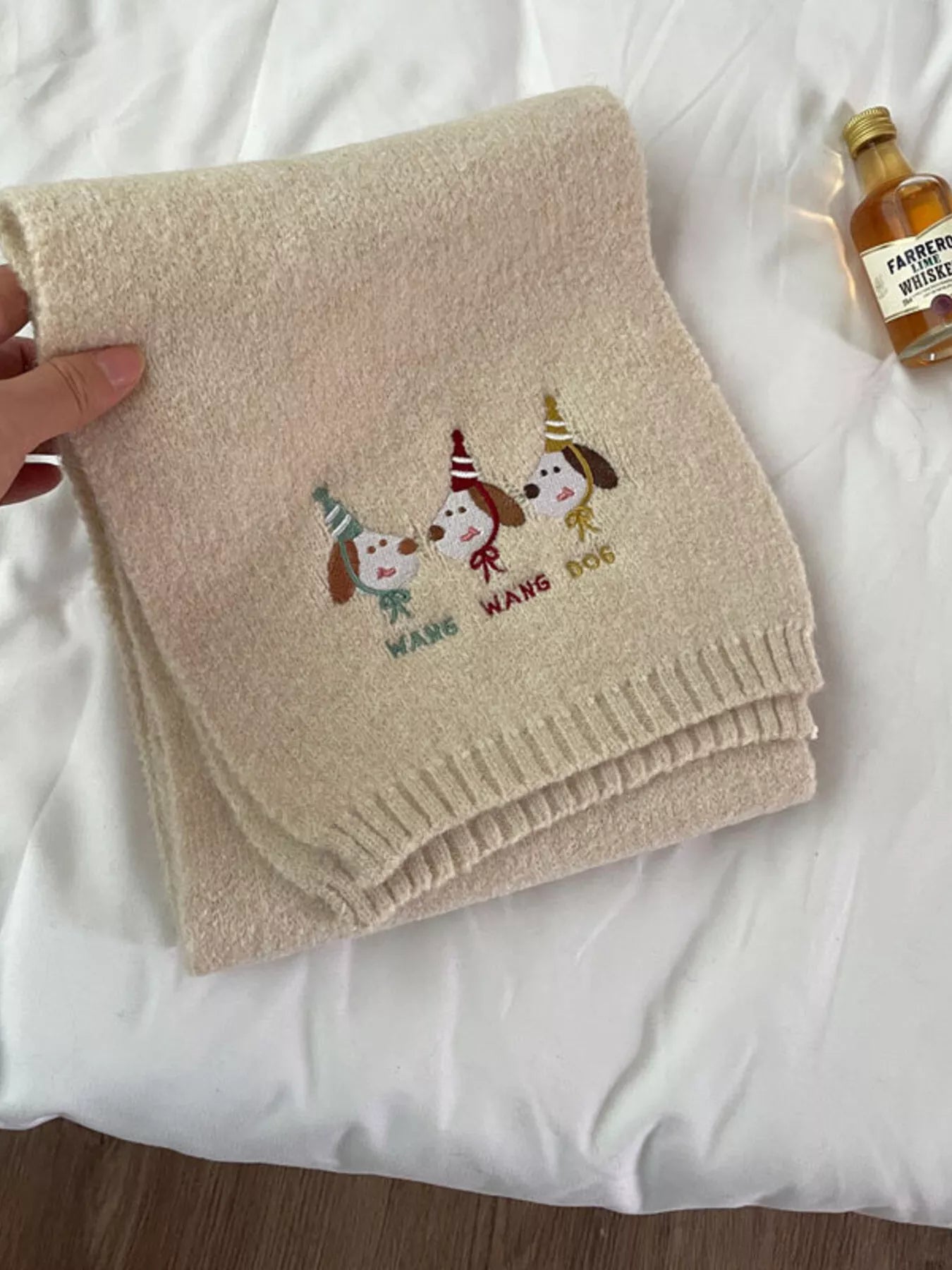 Embroidered Dog Plush Scarf