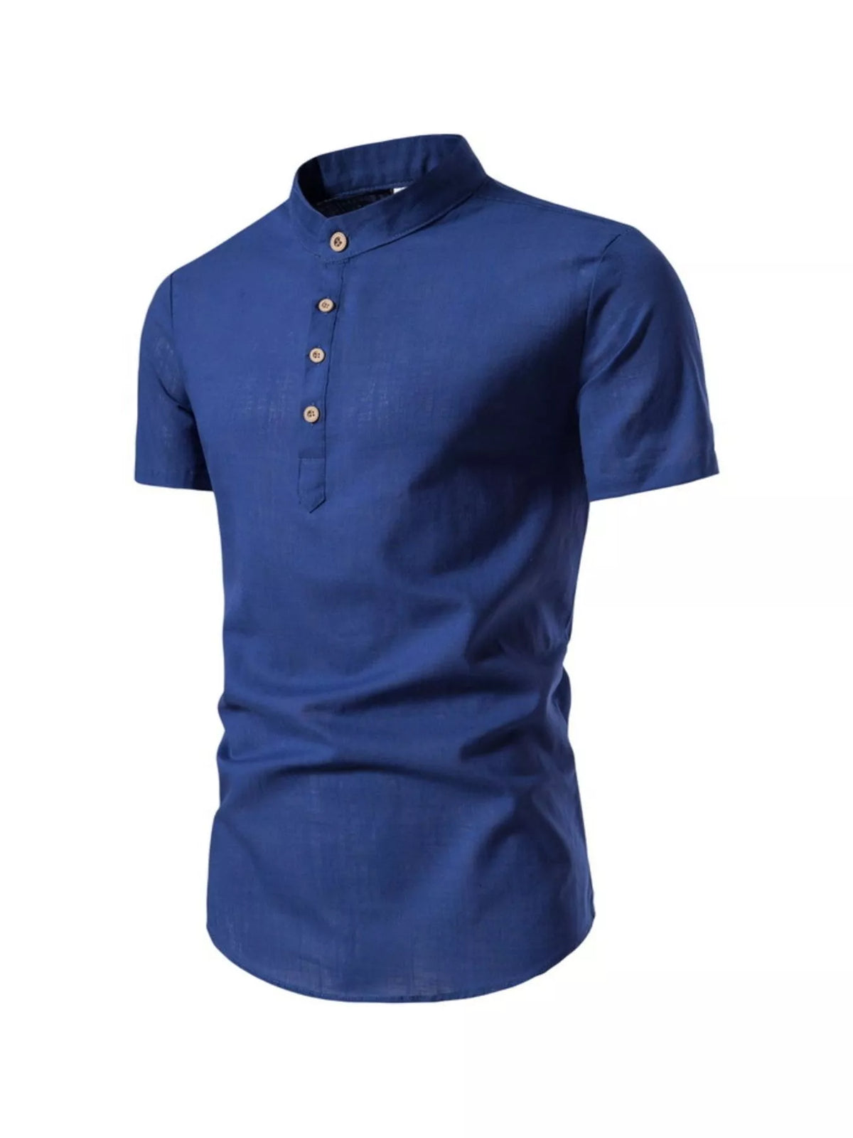Men's Plus Size Mandarin Collar Short Sleeve Shirt