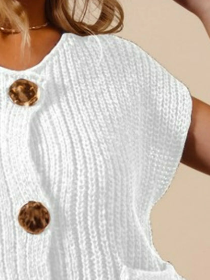 SO ME Big Metal Button Front Sweater Vest