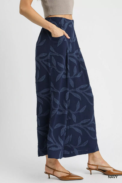 Umgee Jacquard Wide-Leg Pants