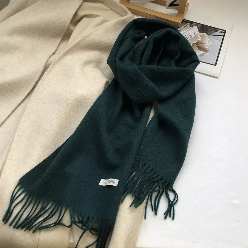 Pure Wool Cozy Tassel Knit Scarf