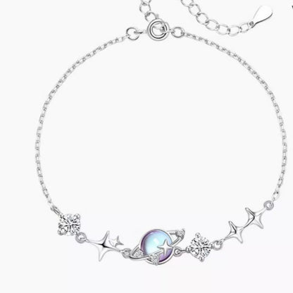 925 Sterling Silver Zircon Star Adjustable Bracelet