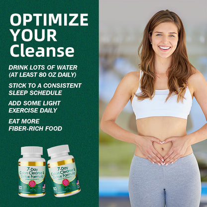 7 Day Colon Cleanse Detox Formula Capsules Digestive Support Supplement | 30 Capsules