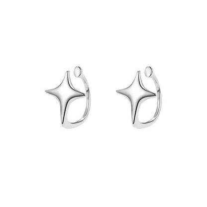 925 Sterling Silver Star Cuff Earrings