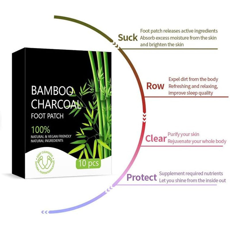 20pcs Natural Bamboo Charcoal Foot Patch,Strong Adhesive Patch,Comtable Herbal Detox Pads Stress Relief&Feet Care,Help Improve Sleep Quality