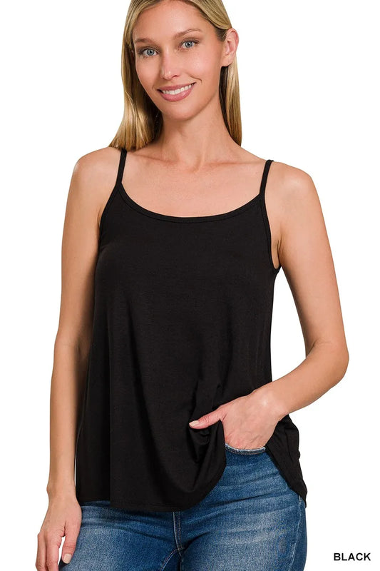 Zenana Two-Way V and Scoop Neck Reversible Spaghetti Cami