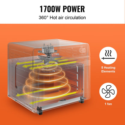 12-IN-1 Air Fryer Toaster Oven, 25L Convection Oven, 1700W Stainless Steel Toaster Ovens Countertop Combo With Grill, Pizza Pan, Gloves, 12 Slices Toast, 12-inch Pizza, Home And Commercial Use