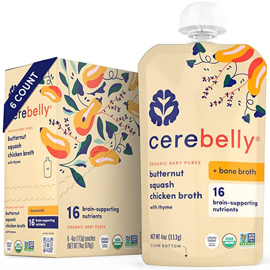 Cerebelly Puree Chicken Broth for Babies and Toddlers (Pack of 6-4oz)