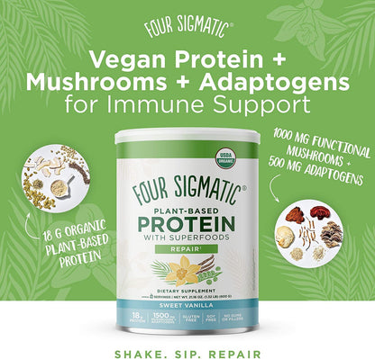 Four Sigmatic - Plant Based Protein With Superfood - Sweet Vanilla  21.16 Oz