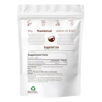 Vitamin D3 K2 Supplement Softgels