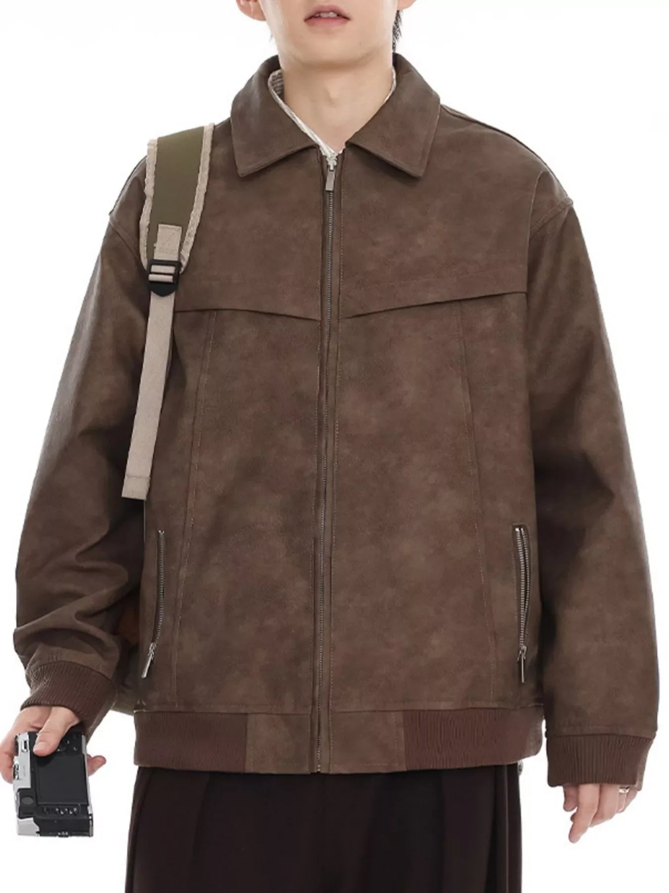 Men's Plus Size Zip Up Drop Shoulder Jacket