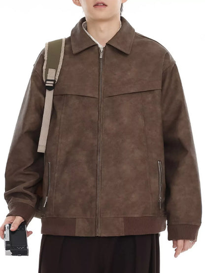 Men's Plus Size Zip Up Drop Shoulder Jacket