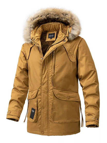 Men's Plus Size Fur Hooded Winter Parka Coat