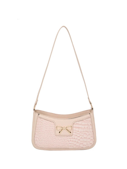 Crocodile Pattern Shoulder Bag with Bow Detail