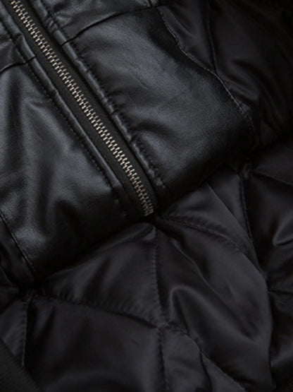 Men's Faux Fur Hooded Contrast Bomber Jacket