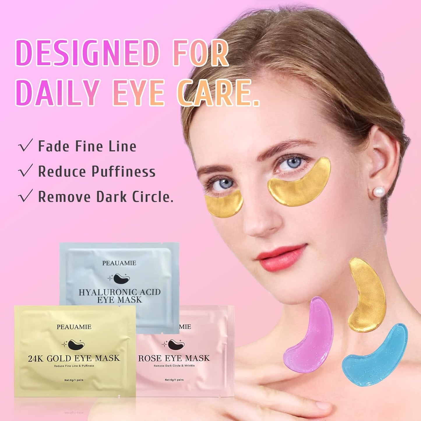 PEAUAMIE Puffiness & Dark Circle & Wrinkle Eye Mask Set - 30 Pairs