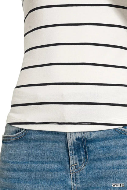 Zenana Striped Round Neck Tank Top