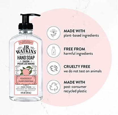 J.R. Watkins Hand Soap Gel Grapefruit, 11 Fl Oz (Pack of 3)