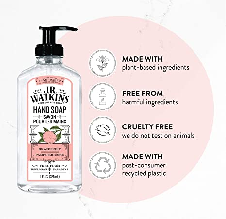 J.R. Watkins Hand Soap Gel Grapefruit, 11 Fl Oz (Pack of 3)