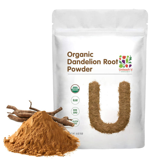 UNLEASH'D ORGANIC Organic Dandelion Root Powder 16 oz for Tea and Beverages