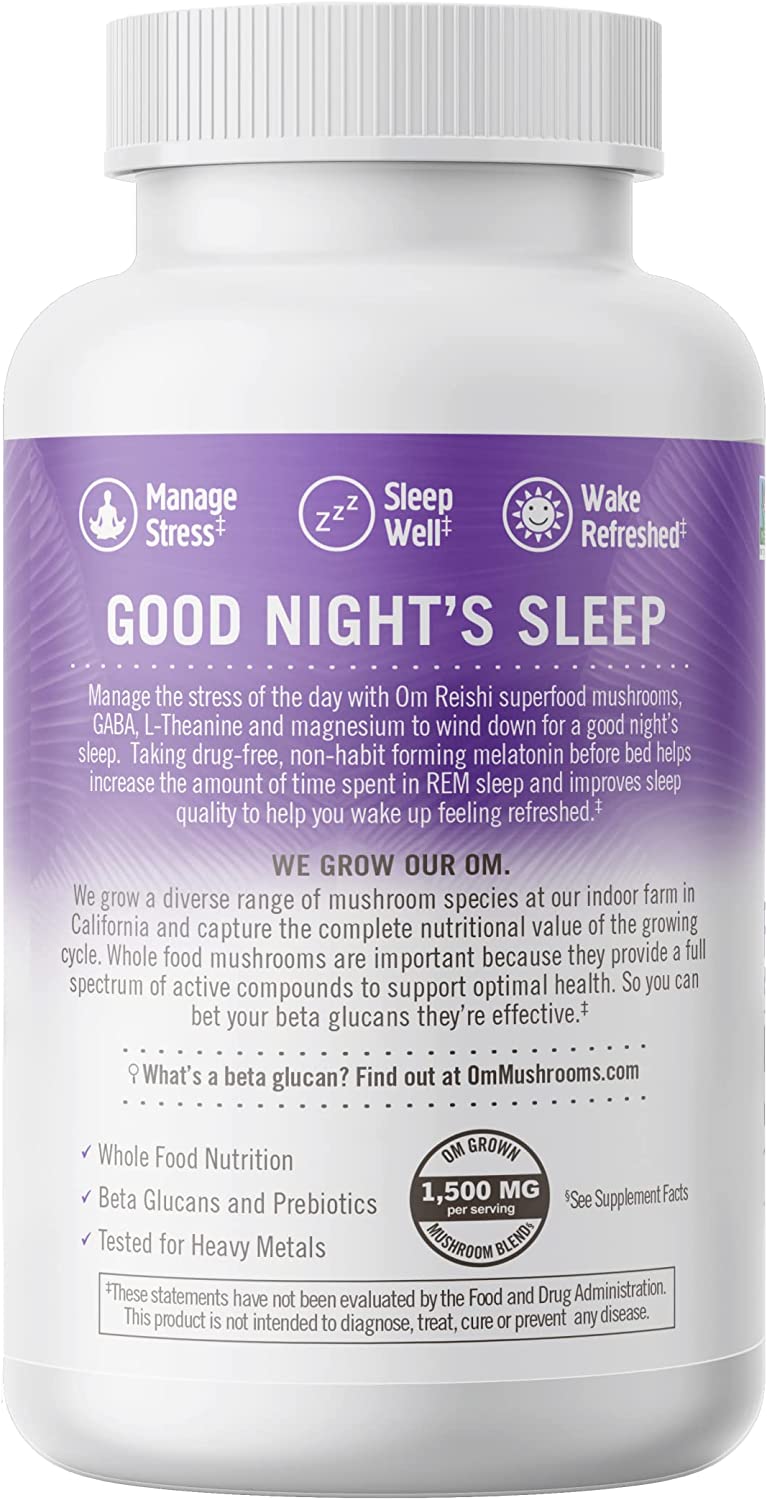 Om Mushroom Superfood Sleep Mushroom Capsules, 90-Count Sleep Support Supplement
