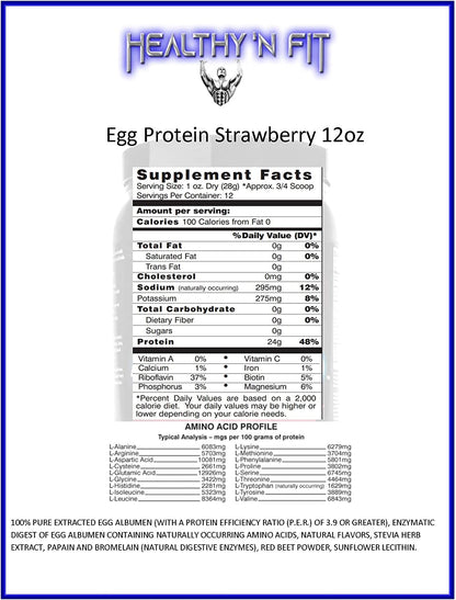 Healthy 'n Fit, 100% Egg Protein, Strawberry Passion, 12 Oz.