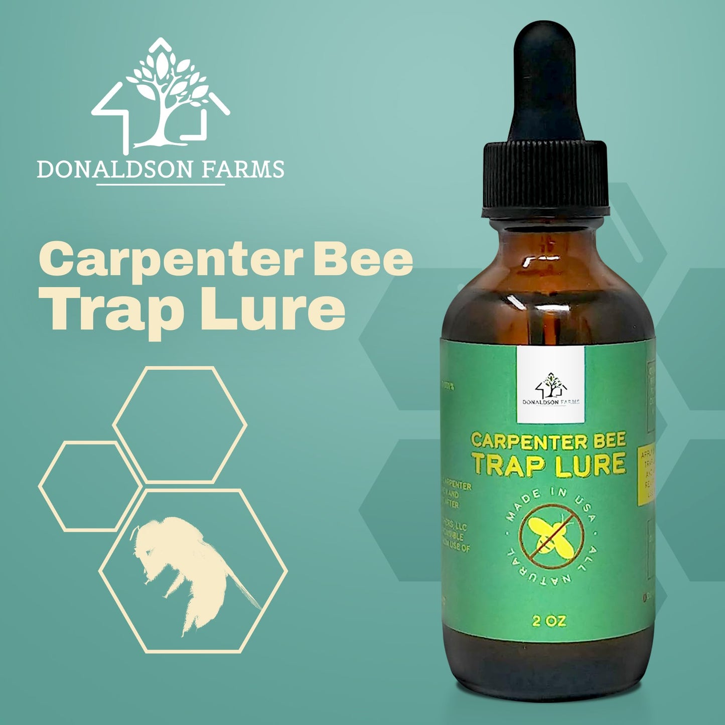 Donaldson Farms Carpenter Bee Natural Attractant Lure, Gentle on Honey Bees 2oz