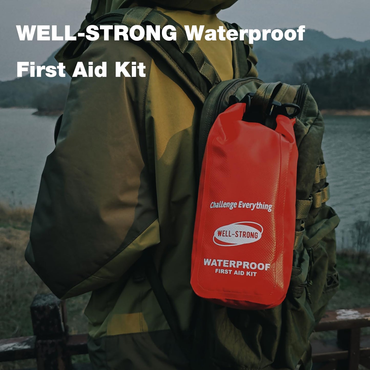 Waterproof First Aid Kit Roll Top Boat Emergency Kit with Waterproof ContentsRED