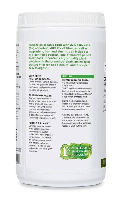Nutiva Organic Hemp Protein Hi-Fiber, 16 Oz.