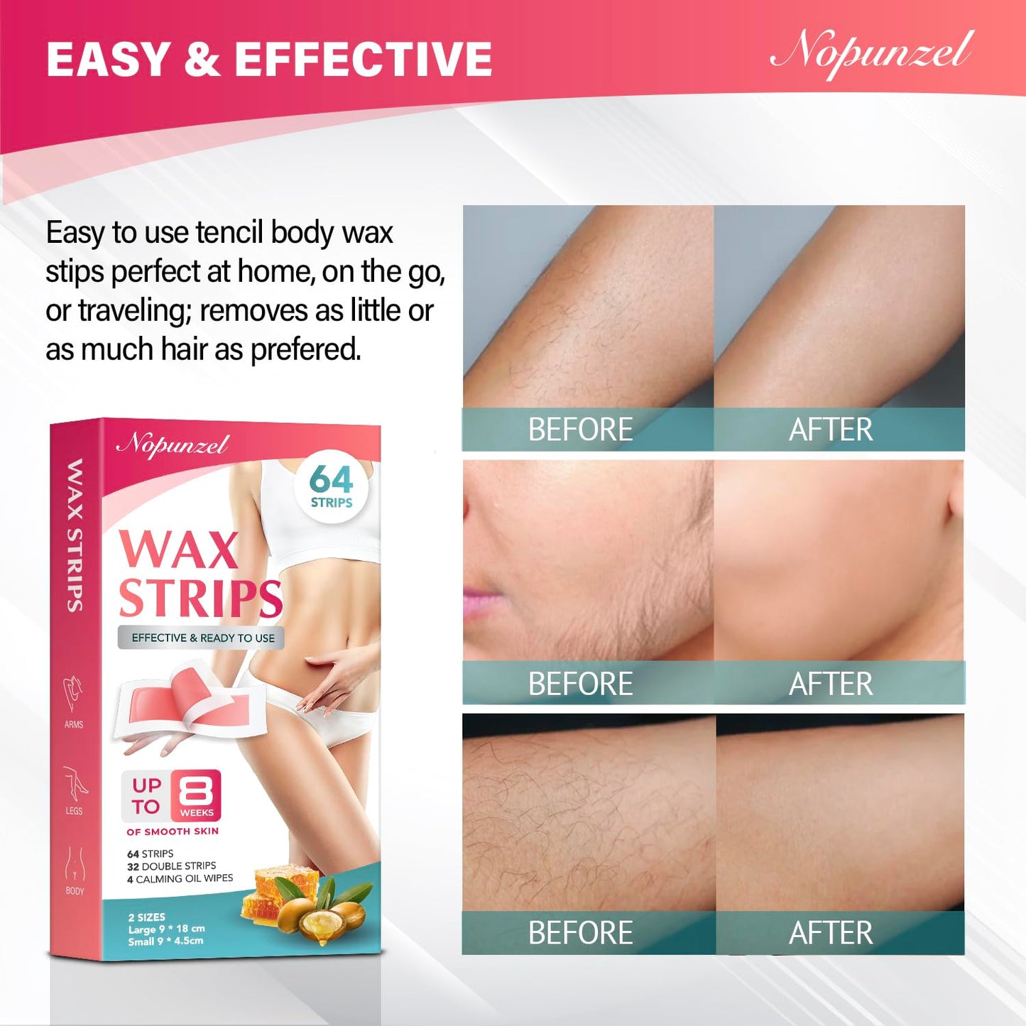 NOPUNZEL 64 Waxing Strips