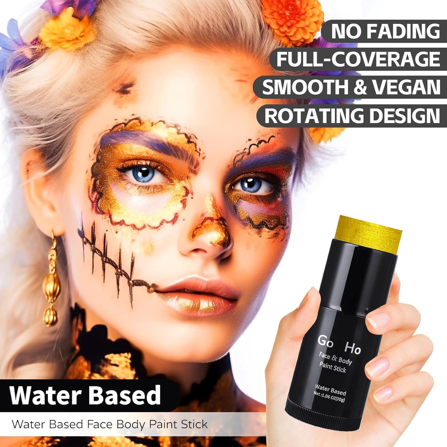 GO HO Yellow Face Body Paint Stick