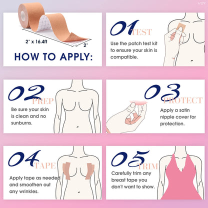 VBT Boob Tape Lift Large Breasts A-G Cup + Bra Kit Nude