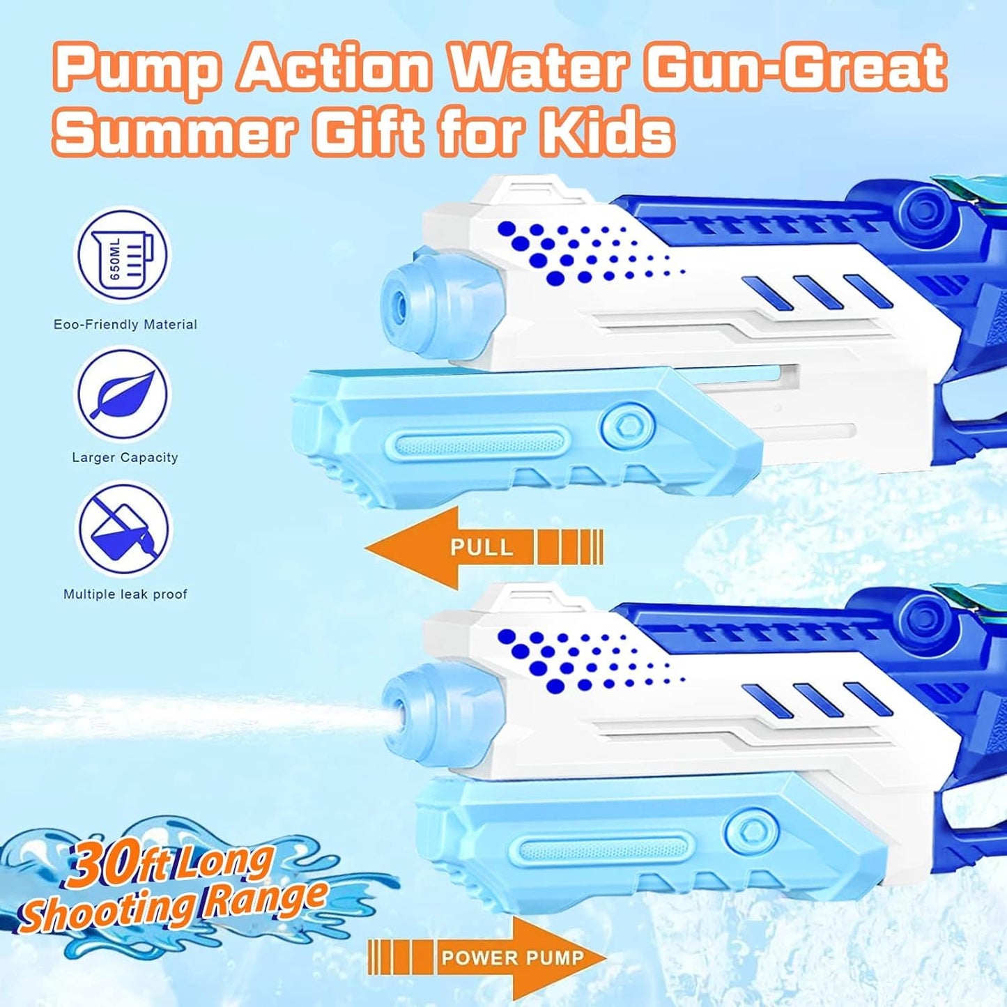 4 Pack Water Guns for Kids Adults - Super Squirt Watergun Soaker Long Shooting R
