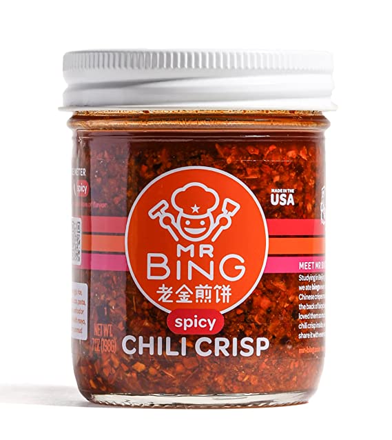 Mr. Bing Spicy Chili Crisp, Authentic Sichuan Seasoning – 7 oz (Pack of 6)
