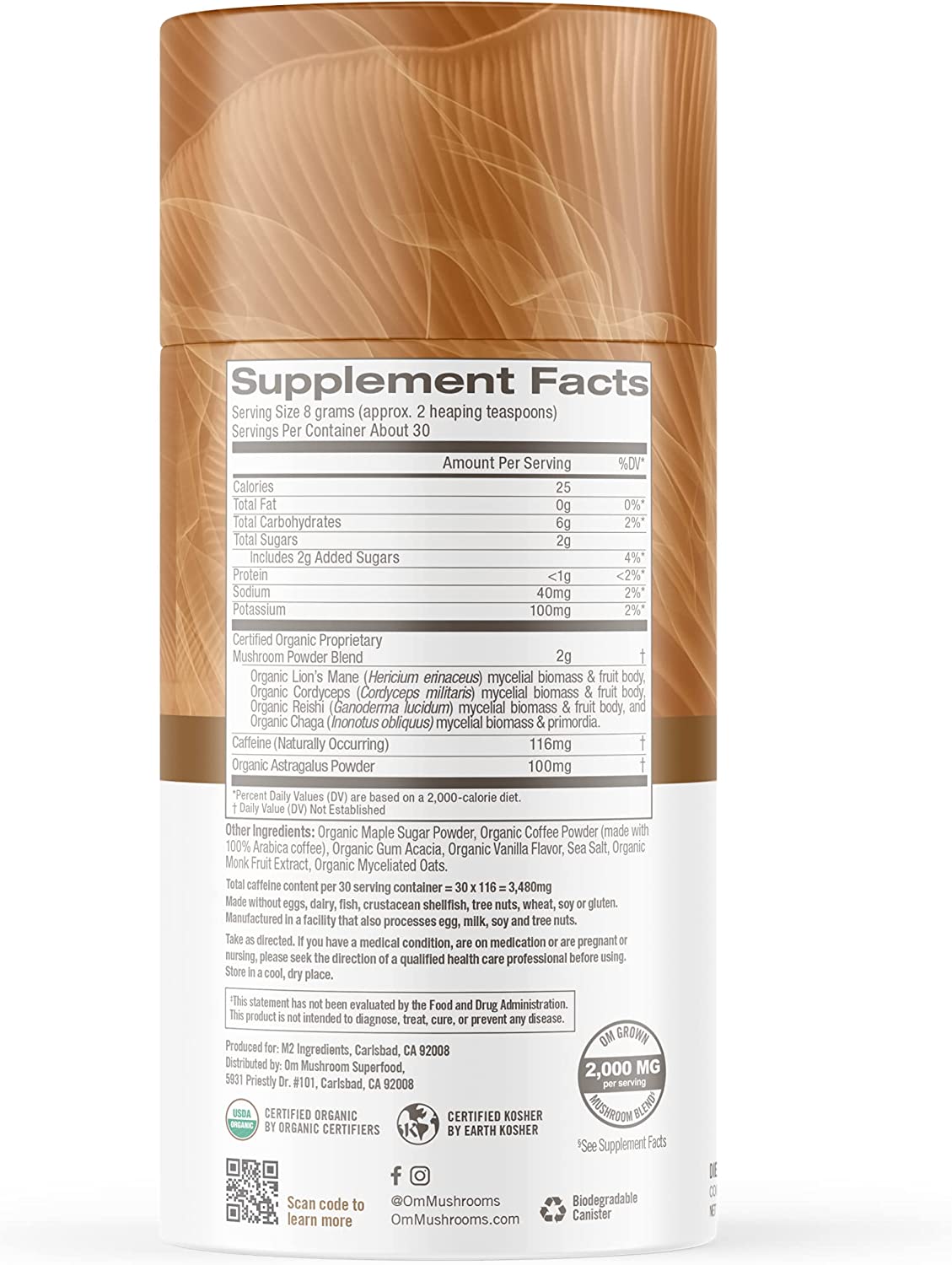Om Mushroom Superfood Coffee Latte Blend, 8.47 oz.