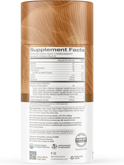 Om Mushroom Superfood Coffee Latte Blend, 8.47 oz.