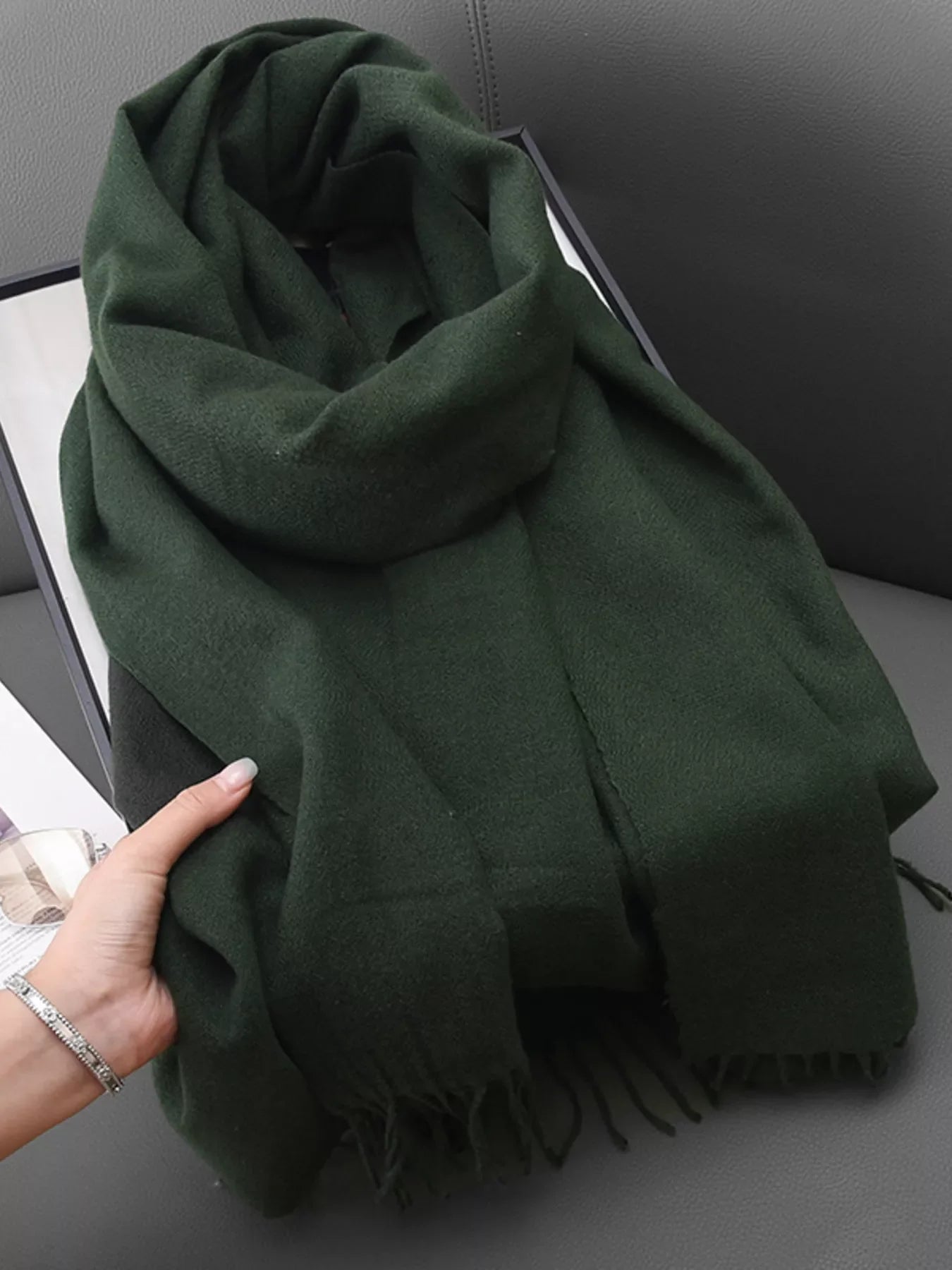 Solid Color Fringe Scarf