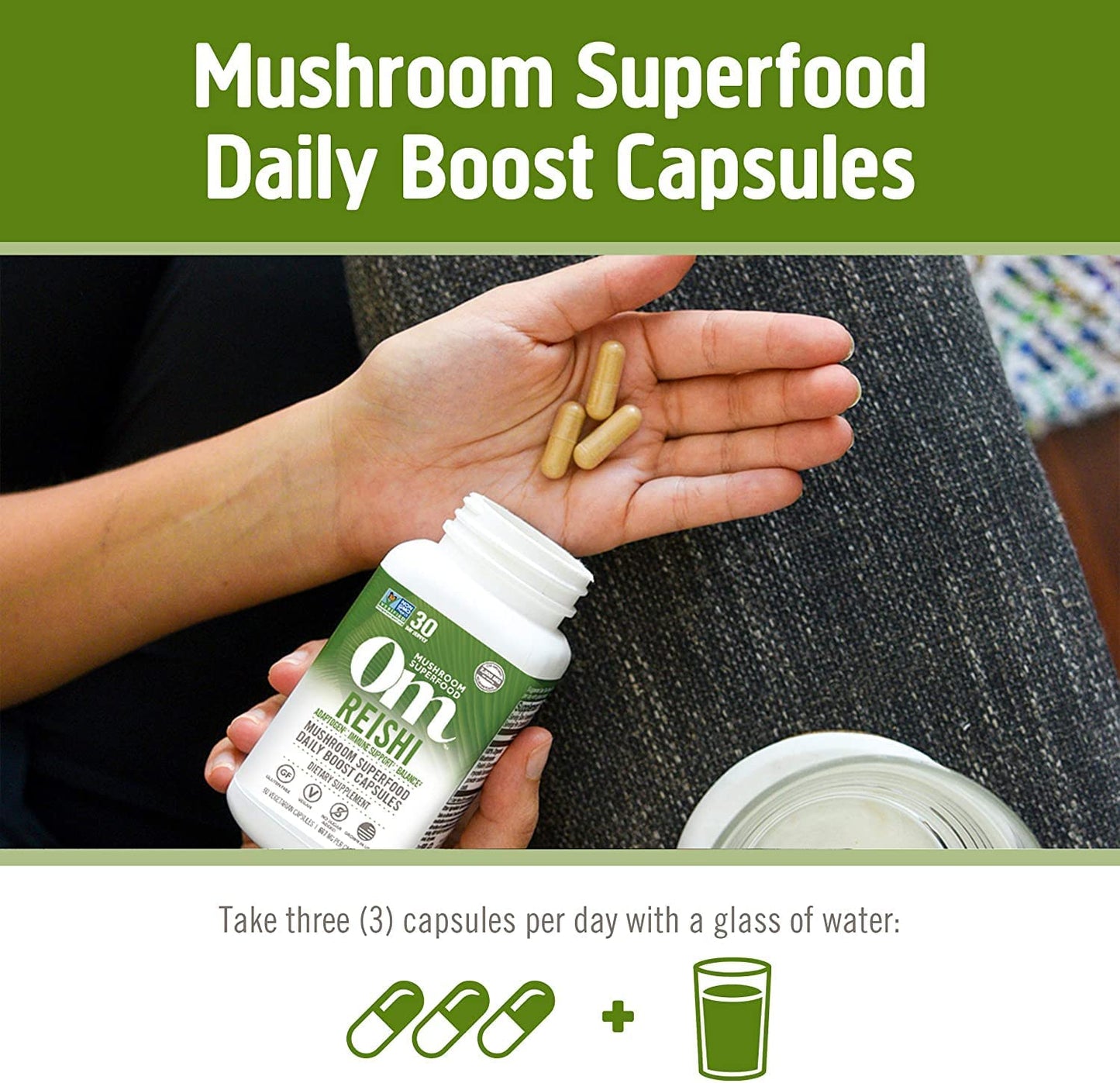 Om Mushroom Superfood Reishi Capsules, 90 Count