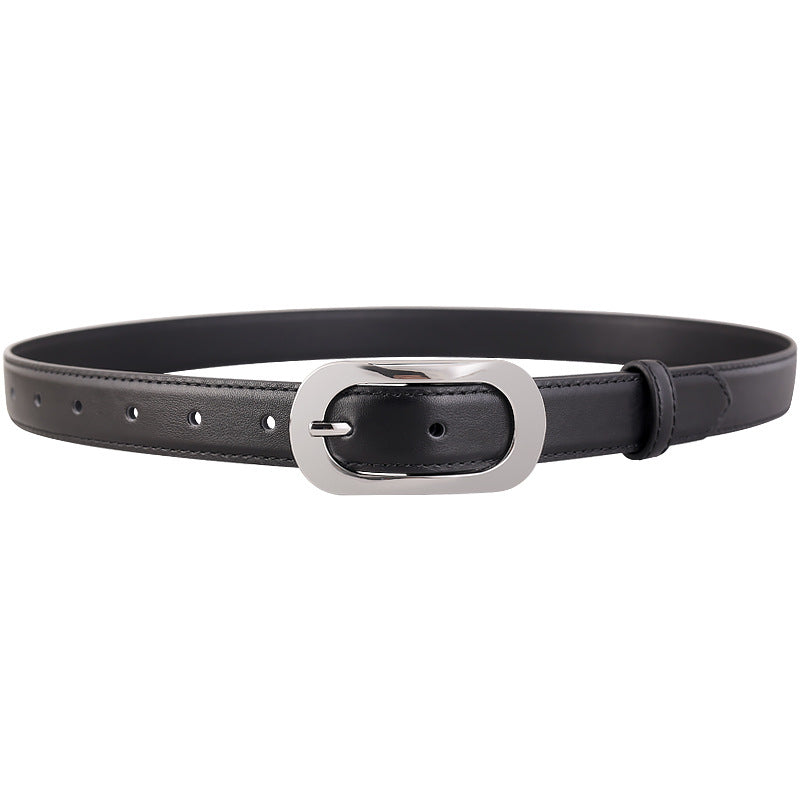 Silver Buckle Leather Belt