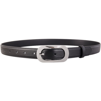 Silver Buckle Leather Belt