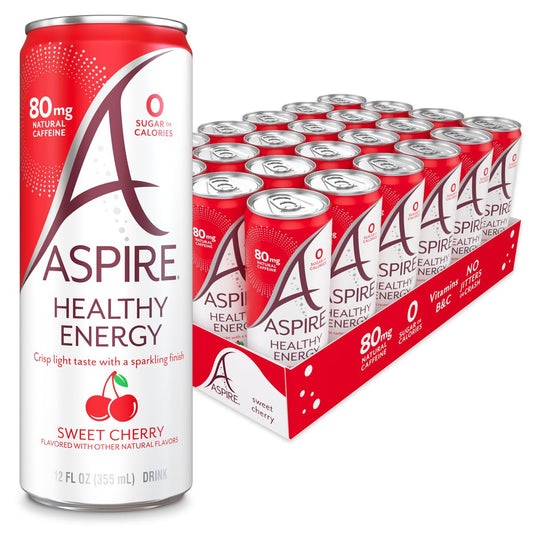 Aspire - Sparkling Sweet Cherry Energy Drink, 4/12 fl oz (Case of 6) - Gluten-Free