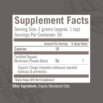 Om Mushroom Superfood Chaga Organic Mushroom Powder, 3.5 Oz., 50 Servings