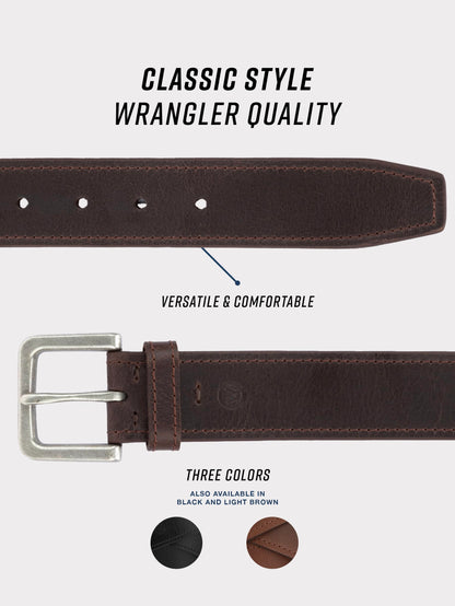 Wrangler Men’s Leather Country Casual Every Day Dress Belt for Jeans,Brown 36